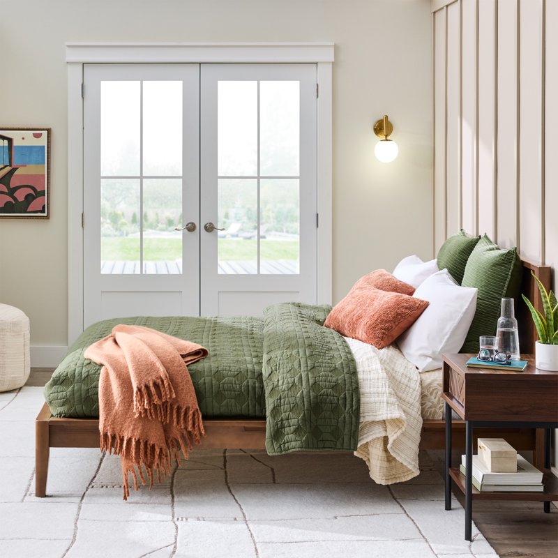Better Homes & Gardens Crafted Geo Cotton Quilt - Full/Queen, Dark Green