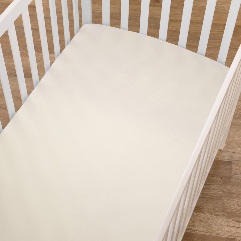 Beige Fitted Crib Sheet 52x28 Inches - 100% Cotton Baby Bed Sheet