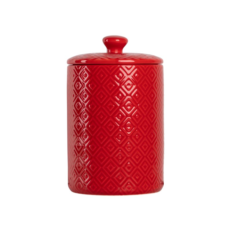 Diamond 3-Piece Canister Set - Red with Bamboo Lids