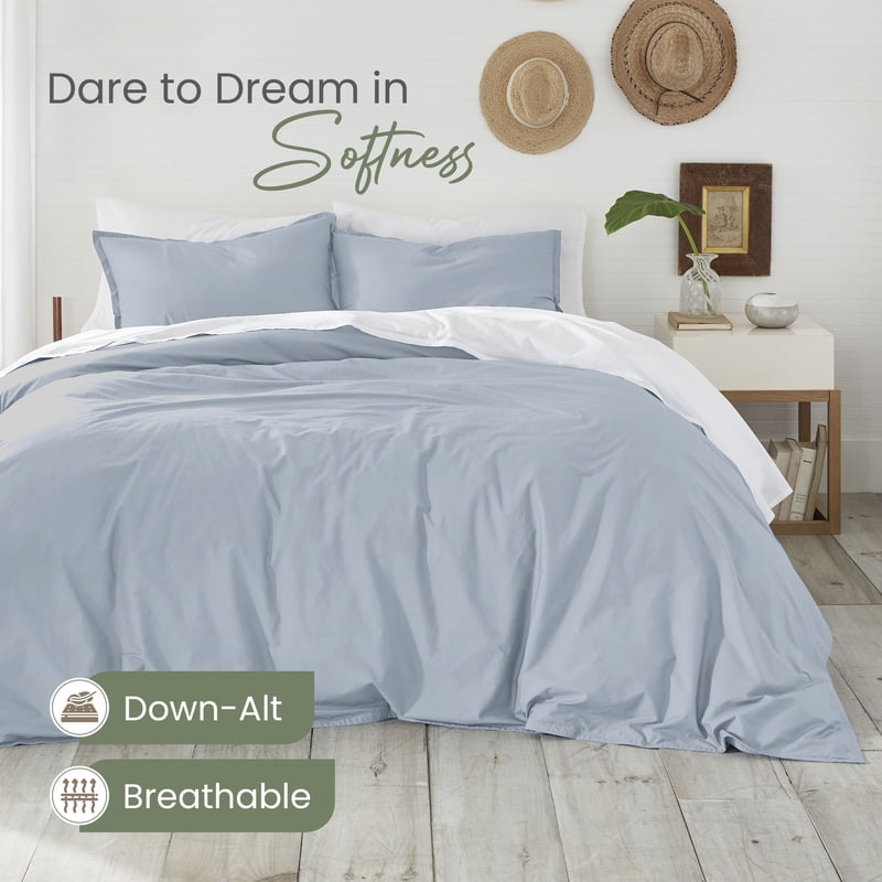 Organic Cotton Light Blue King Comforter Set - EcoPure 3-Piece