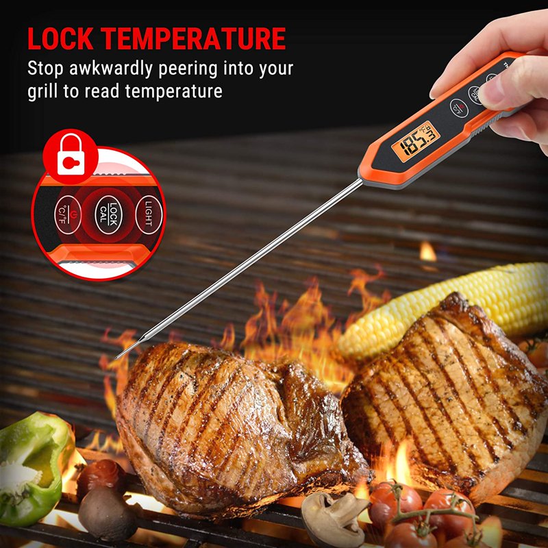 Instant Read Waterproof Cooking Thermometer - Orange