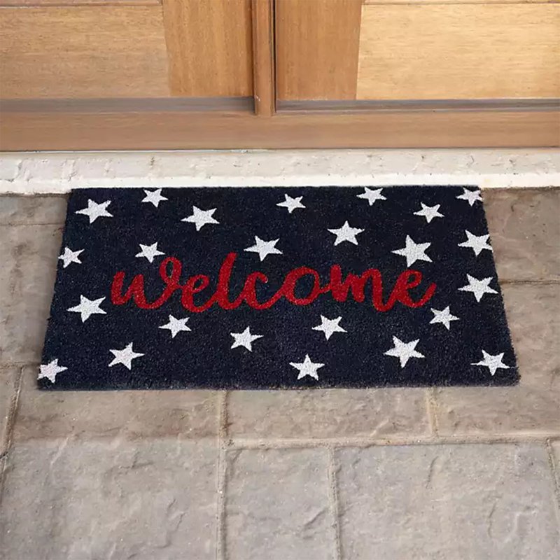 Patriotic Door Mat 4th of July Star Welcome Non Slip Floor Mat - 20x30in BK Wel