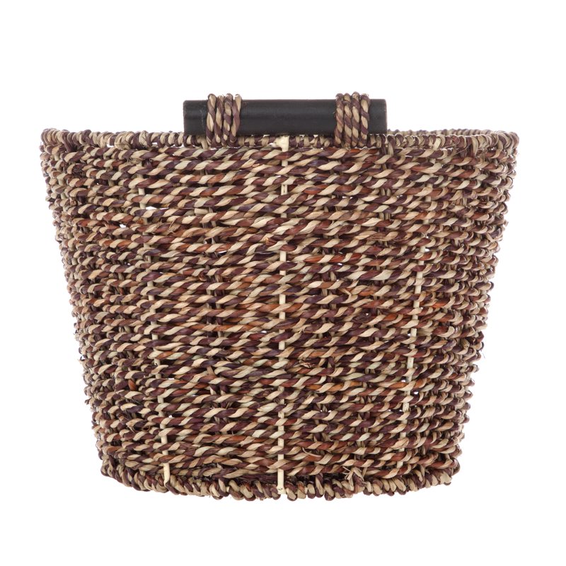Single Oval Seagrass Storage Basket with Wooden Handles - Brown, 8.31x10x14.31 in
