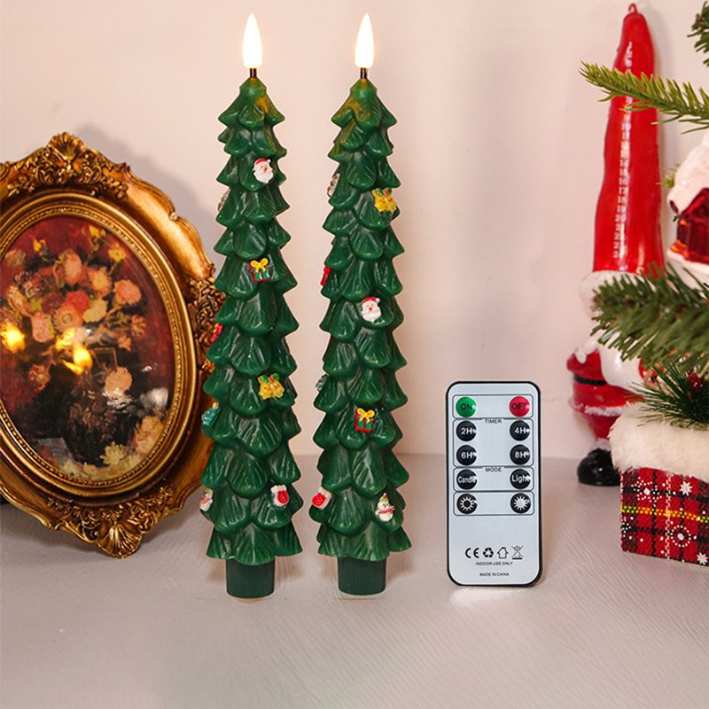 LED Christmas Flameless Candle Light - Green C - 9 Inch Acrylic Holiday Night Light