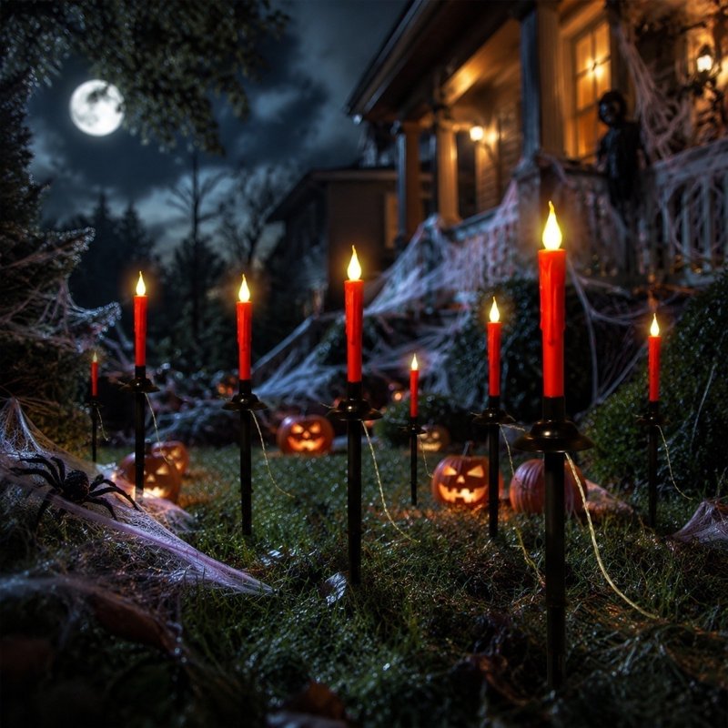 Solar LED Candle Lights F Flickering Flameless Outdoor Waterproof 6 Pack - F