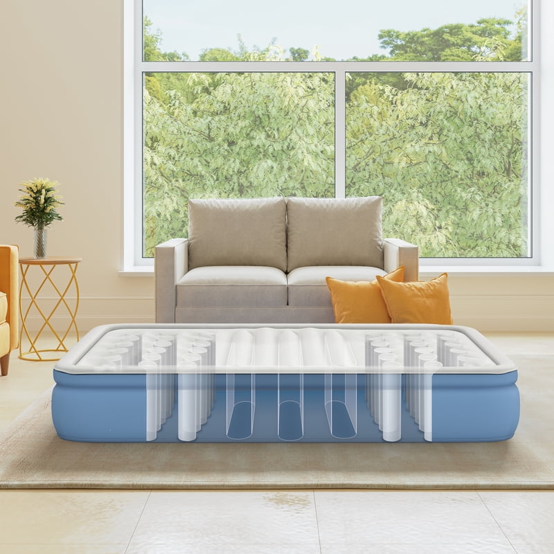 Queen Inflatable Air Bed Mattress with Built-in Pump and Lumbar Support