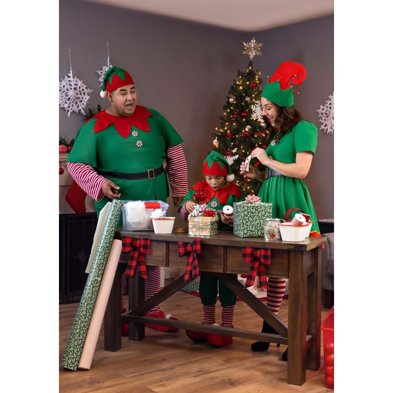 Men's Plus Size Holiday Elf Costume - 7X Green & Red Christmas Outfit