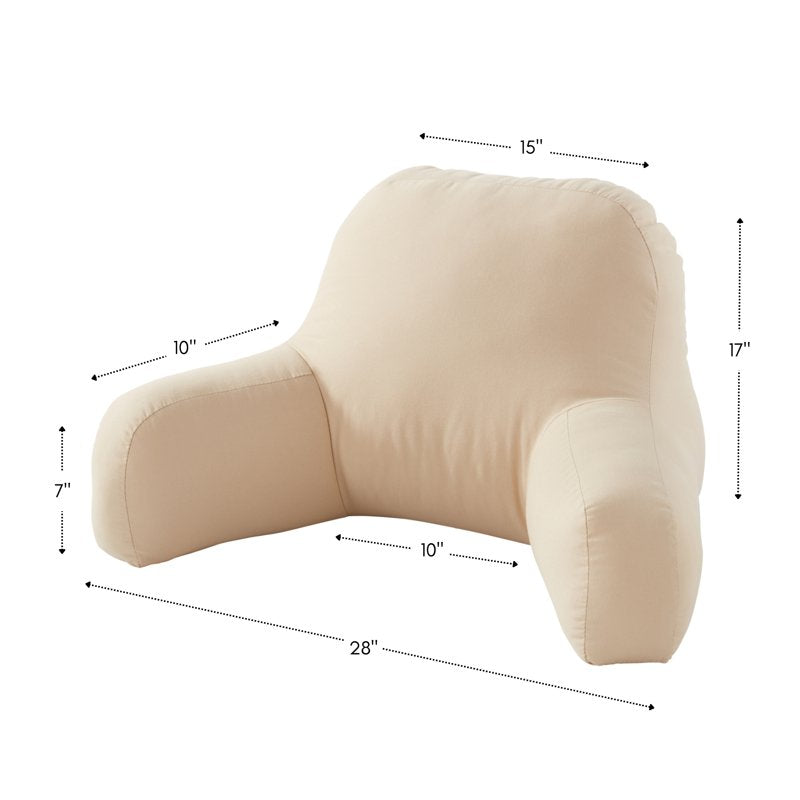 Beige Cotton Duck Junior Bed Rest Pillow - Overstuffed Support Cushion