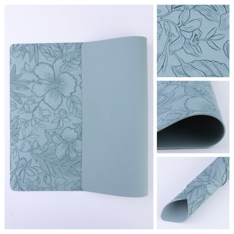 Faux Leather Placemats Set of 6 for Kitchen Dining - Light Blue