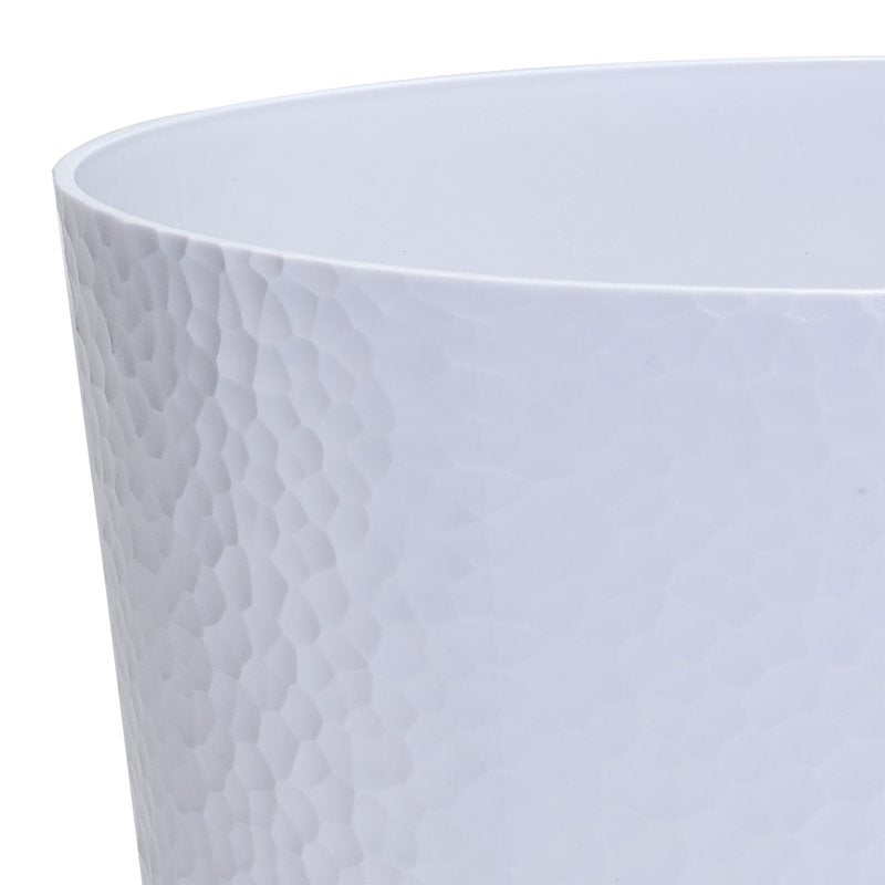 Compact Hammered Plastic Bathroom Trash Can - 2.6 Gal, White