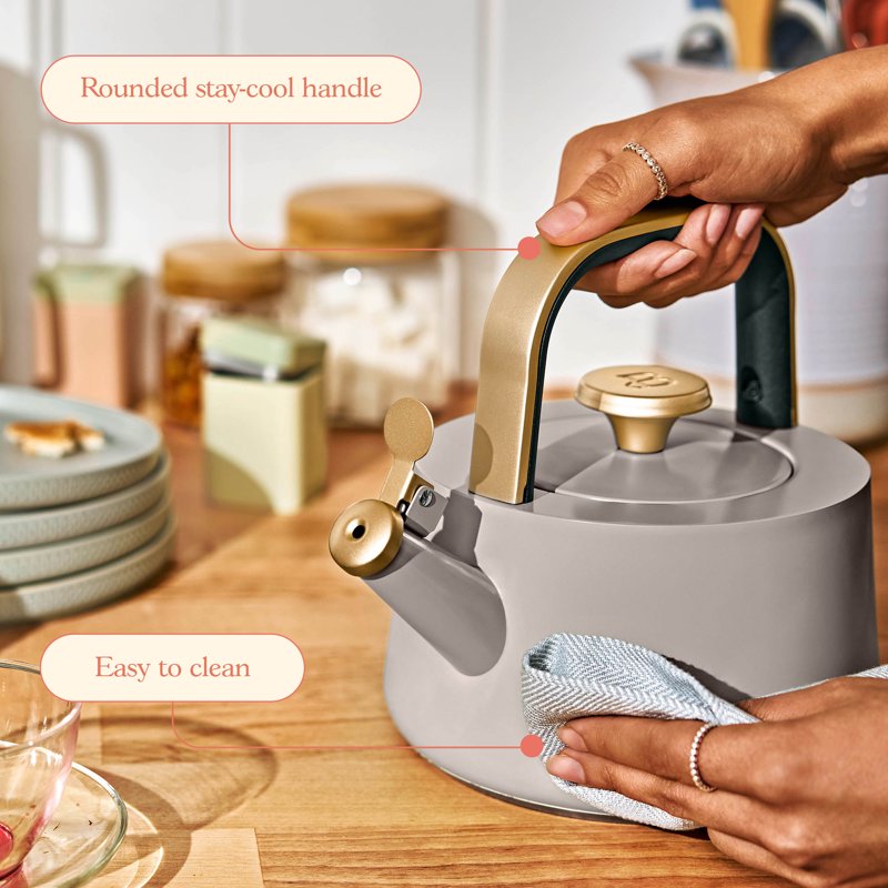 1.8L Ceramic Non-Stick Stovetop Tea Kettle - Porcini Taupe