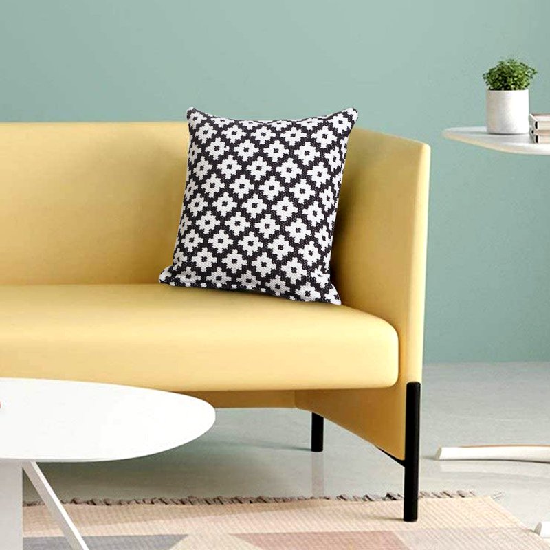 20x20 Inch Black and White Cotton Blend Pillow Cover - Ox Bay Design