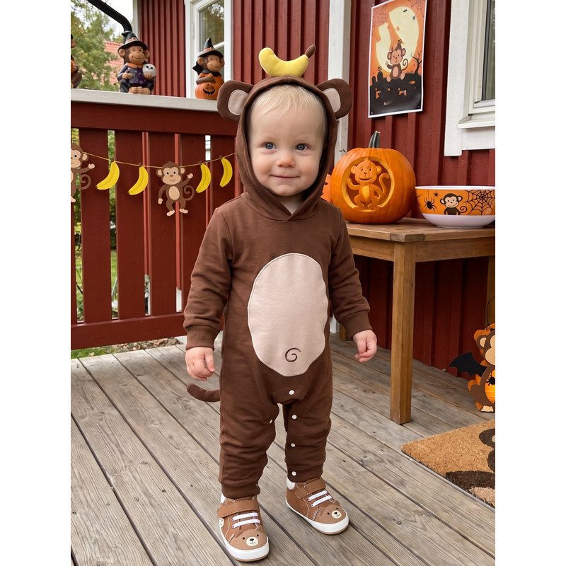 Newborn Baby Monkey Costume Romper - Brown, 0-6 Months