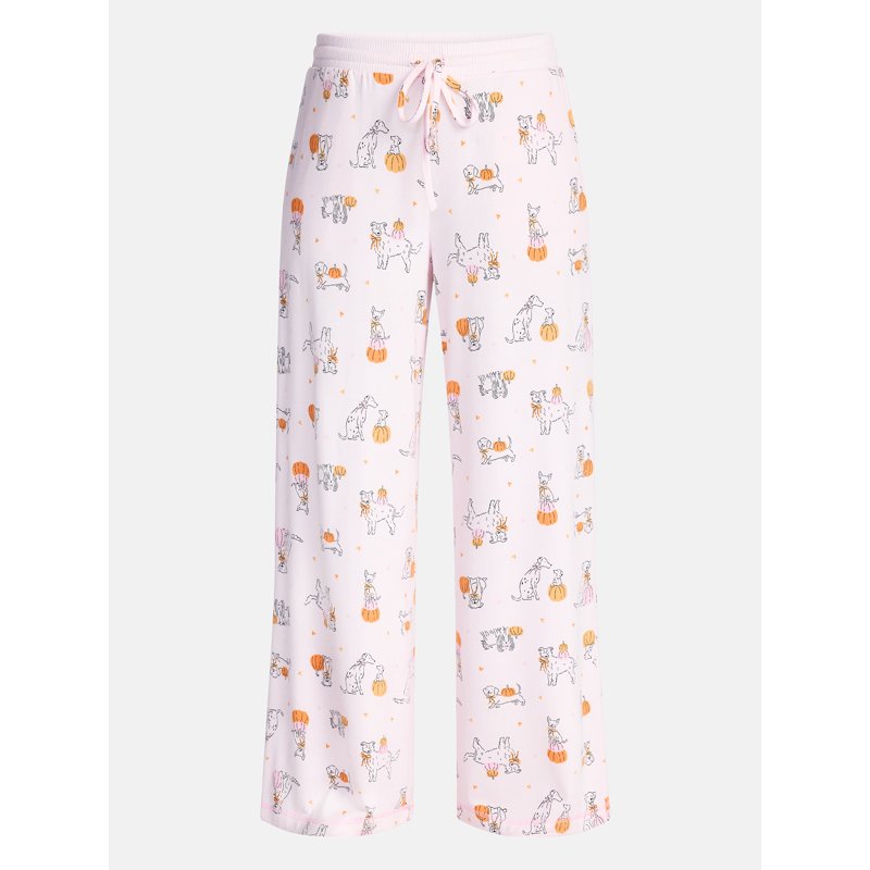 Pink Halloween & Fall Women's Hacci Knit Sleep Pants - Size L, 29.5" Inseam