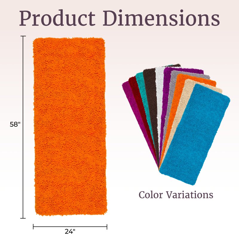 58-Inch x 24-Inch Non-Slip Shag Memory Foam Bath Mat - Orange