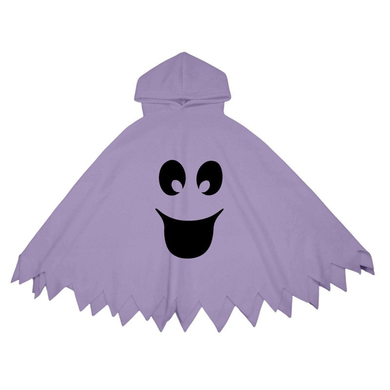 Kids Halloween Ghostface Costume Cape with Hood - Unisex Dress Up Clothes for 7-9 Years, Purple