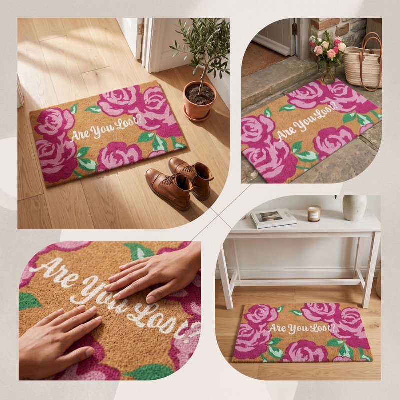 18x30 Inch Rose Floral Welcome Doormat