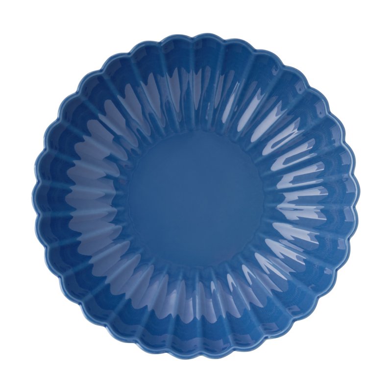 11-Inch Serving Bowl - Scalloped Stoneware - Blue