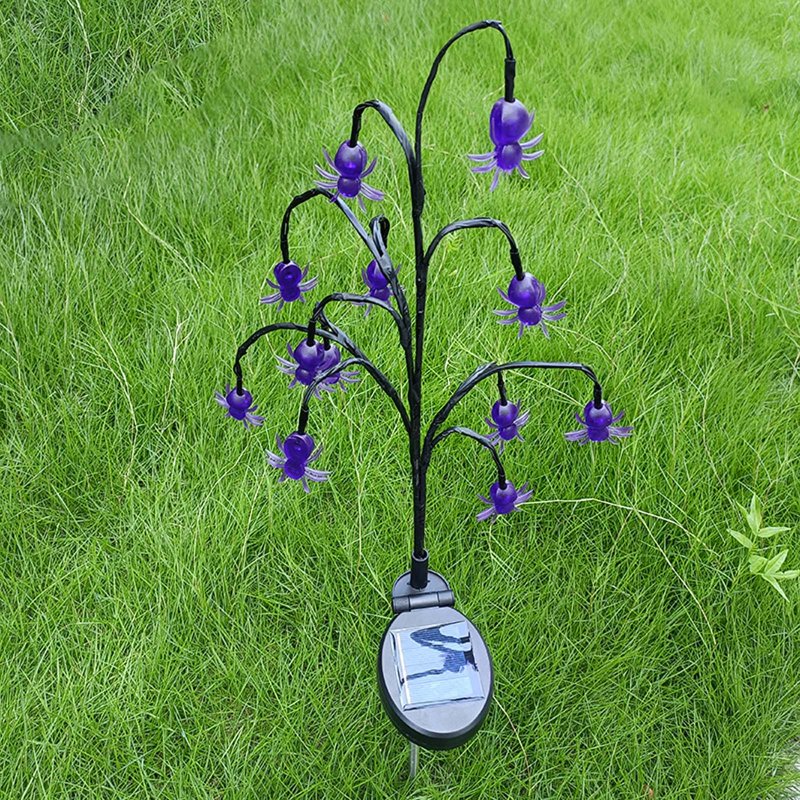 Solar Halloween Tree Lights with Spider and Lantern Decor