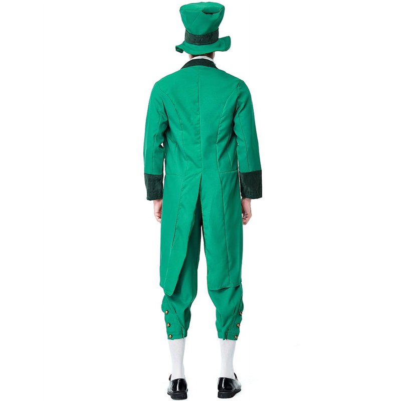 Men's St. Patrick's Day Leprechaun Costume Suit Victorian Tailcoat Green L