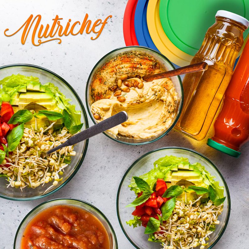 Glass Mixing Bowl Set - 4 Stackable Meal Prep Containers with Locking Lids