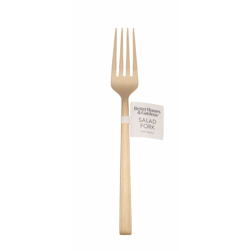 Stainless Steel Salad Fork - River Gold Finish - 4 Pack