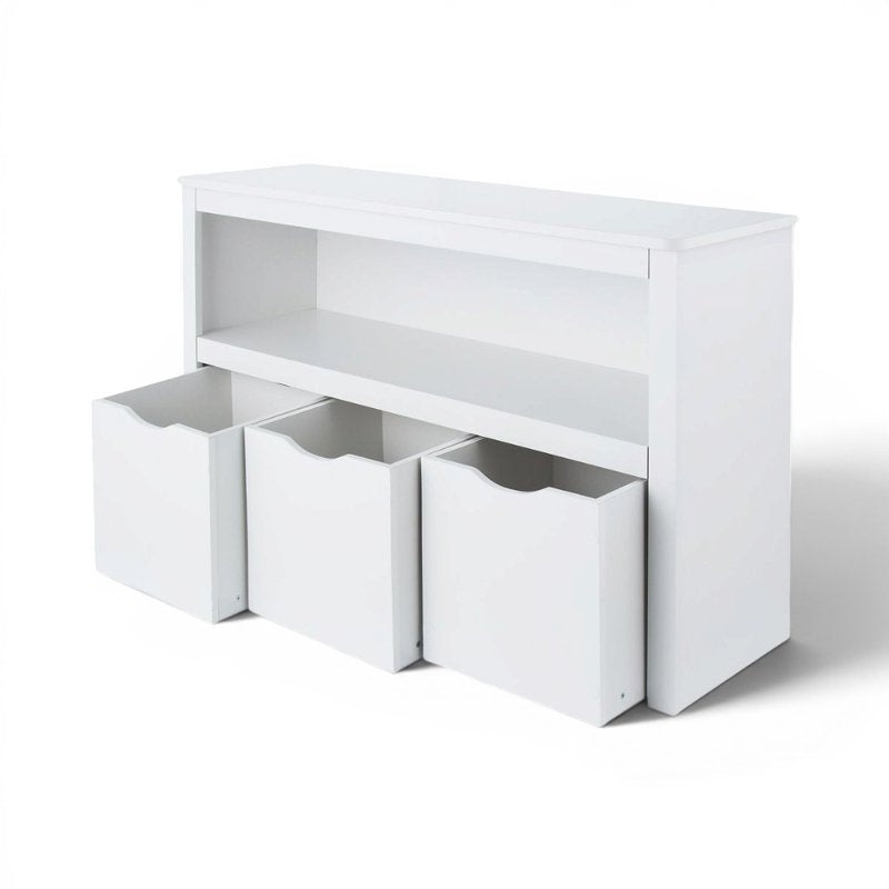 Kids Toy Storage Cabinet with 3 Rolling Bins - White