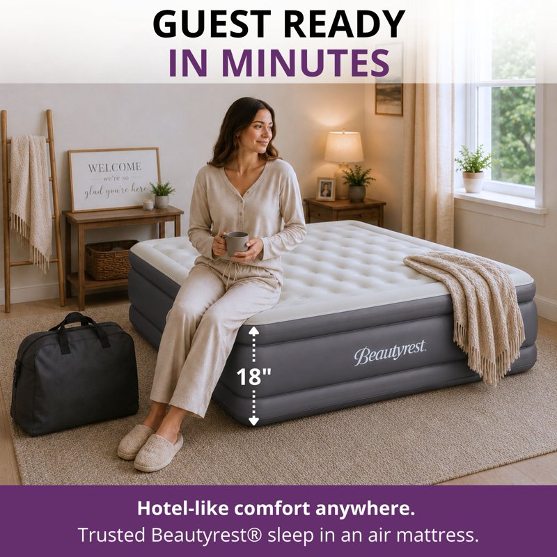 Twin Air Mattress with Built-In Pump - 18-Inch Support & Puncture-Resistant