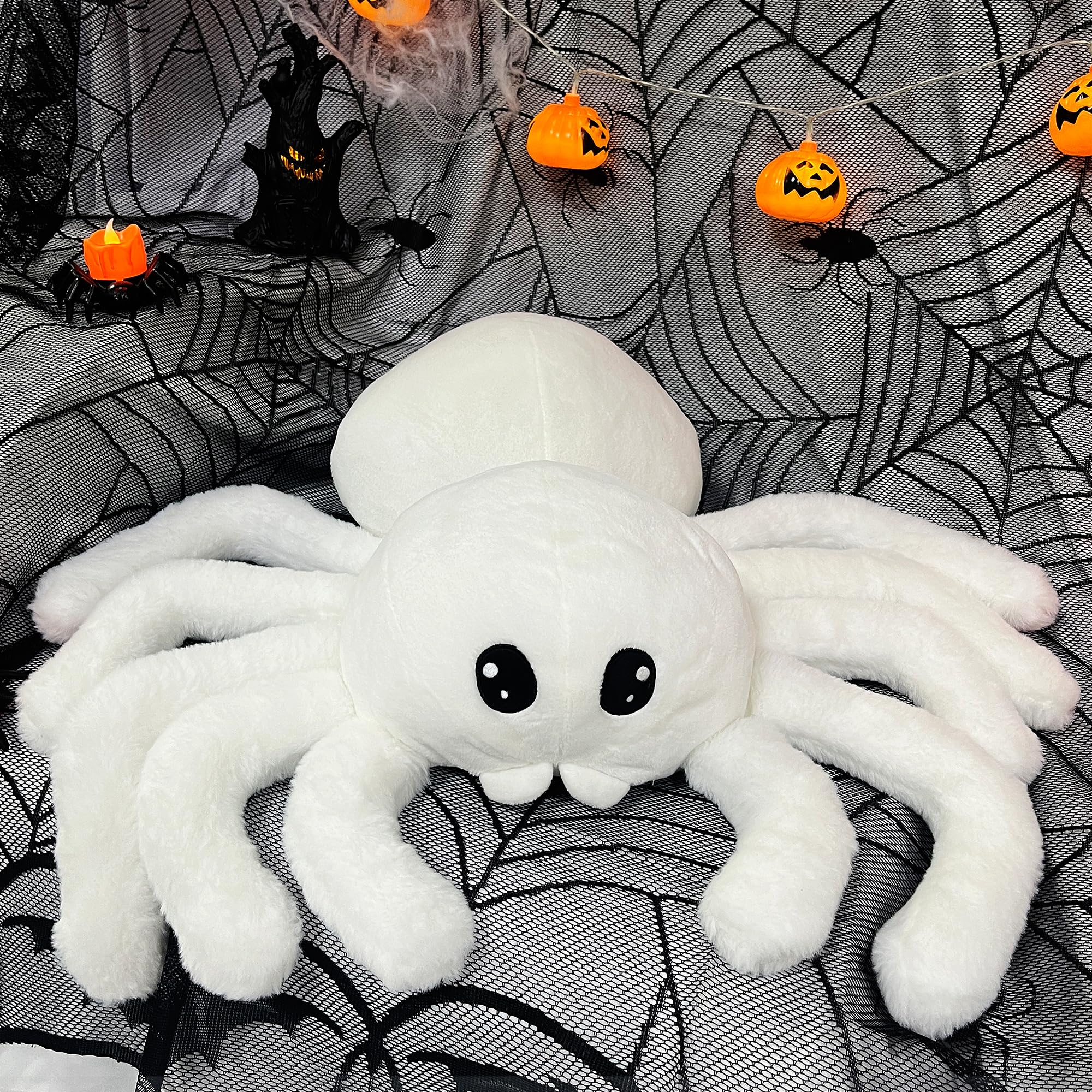 Arciveberg Halloween Spider Throw Pillow 20 x 23 Inches, Soft Faux Fur Tarantula Shaped Body Pillow for Living Room Bedroom Indoor Halloween Decor, Cute Large Gift for Spider Lovers
