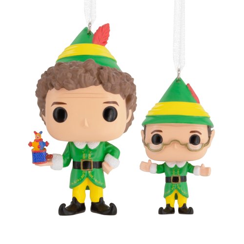 Hallmark Elf Buddy The Elf and Papa Elf Funko POP! Christmas Ornaments, Set of 2, Pop Culture Gifts