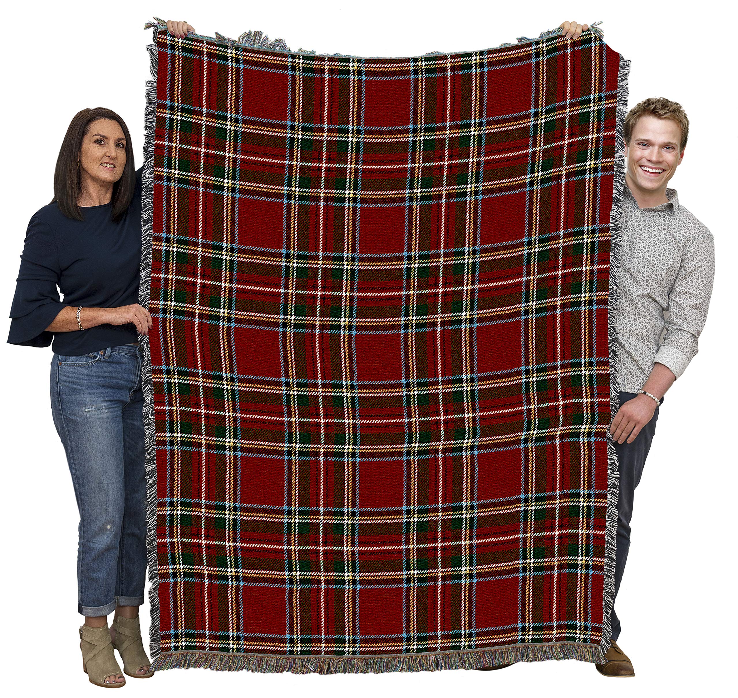 Pure Country Weavers Plaid Blanket Stewart Royal Tartan - Patterns Gift Tapestry Throw Woven from Cotton - Made in the USA (72x54)