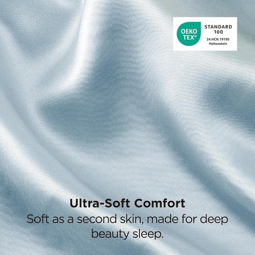 Bedsure Satin Pillowcase Set of 2 - Celestial Blue Silky Pillow Cases for Hair & Skin | 20x36 Inches