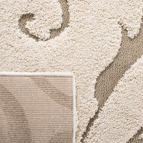 SAFAVIEH Florida Shag Collection Area Rug - 3'3" Round, Cream & Beige, Scroll Design, Non-Shedding & Easy to Clean, High-Low Plush Pile, Ideal for Living Room, Bedroom, Dining Space (SG455-1113)