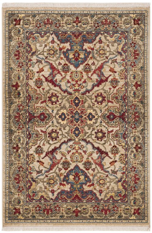 SAFAVIEH Kashan Collection Area Rug - 4' x 6', Ivory & Taupe, Traditional Oriental Design, Non-Shedding & Easy Care, Ideal for High Traffic Areas in Living Room, Bedroom, Dining (KSN307A-4)