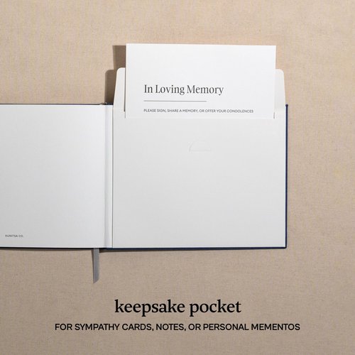 Kunitsa Co. Funeral Guest Book for Memorial Service, in Loving Memory, Navy Blue Cover