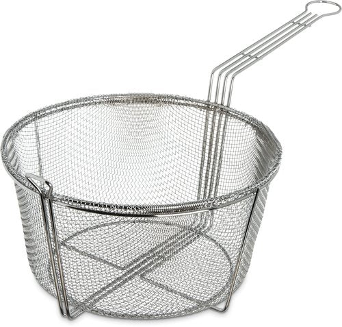 Carlisle FoodService Products Chrome Plated Steel Mesh Fryer Basket, 11.25" Diameter x 6.25" Depth