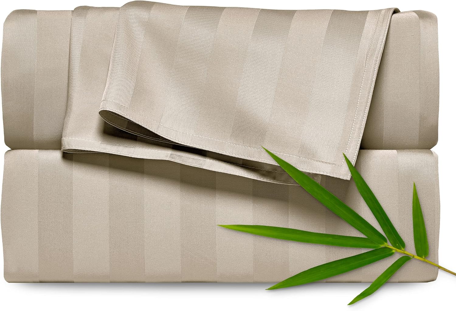 Pure Bamboo Queen Sheets - Luxuriously Soft 100% Organic Viscose Bed Sheet Set | Cooling Jacquard Sand