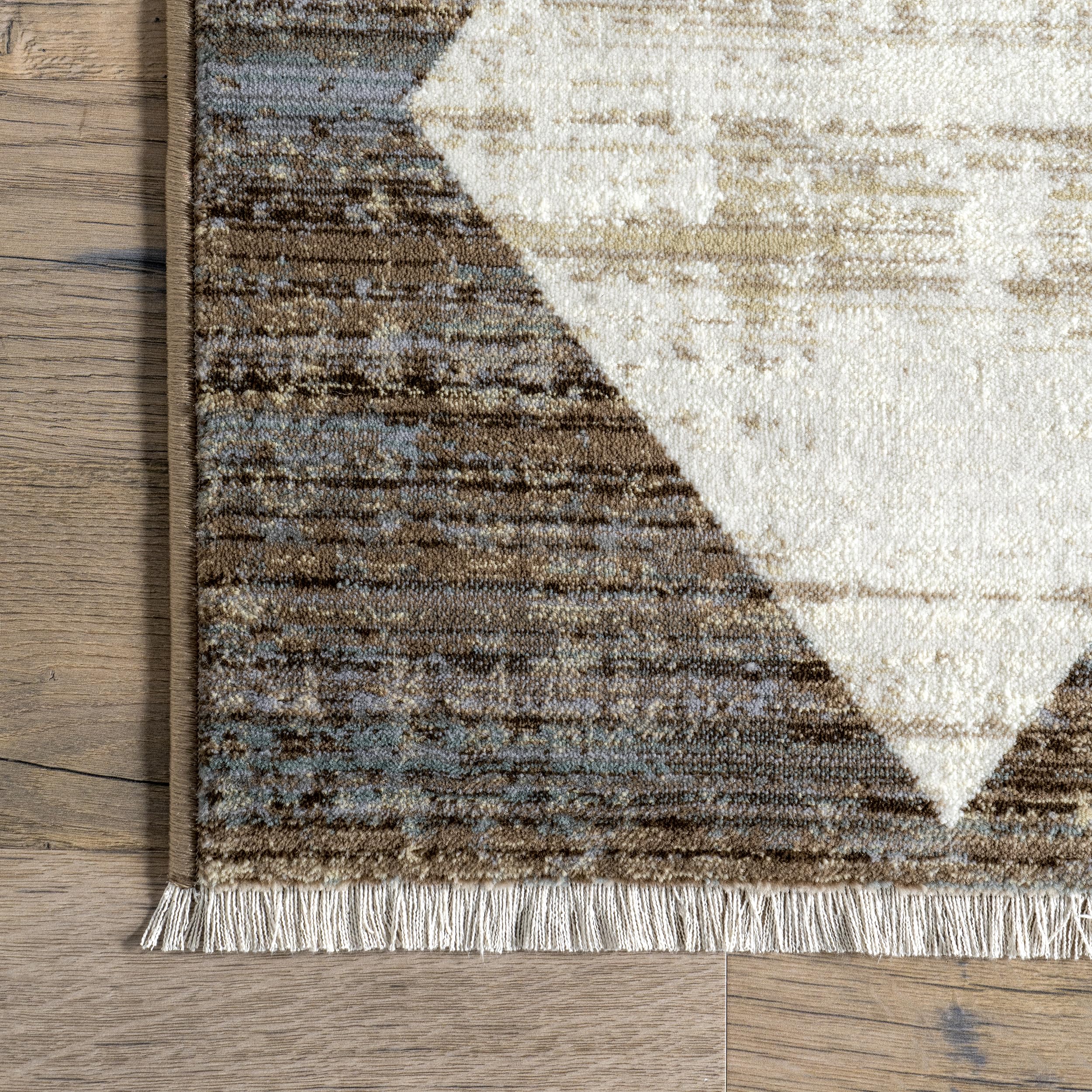 Nuloom Fringed Performance Meline Beige/Blue/Ivory, 2'8" x 7'10", Checkered, Soft and Cozy, High Traffic, Stain Resistant, Easy Clean, Durable Runner for Bedroom, Living Room, Dining, Den, Foyer