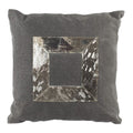 SAFAVIEH Grayer Metallic Cowhide Throw Pillow, Grey/Silver