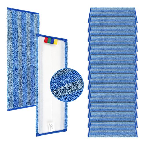 15 Pack Replacement Microfiber Mop Pad – Universal 17-18" Heavy Duty Reusable Refill – Thick Commercial Cleaning Pad for Wet & Dry Use - 18in Flat Mop Head (Trapezoid)