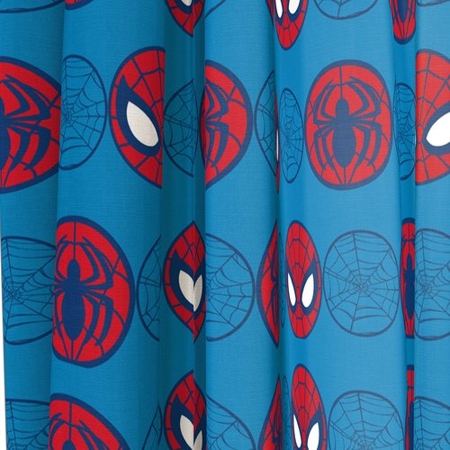 Jay Franco Kids Window Drapes - 4 Piece Curtain Set Includes 2 Tiebacks, Beautiful Bedding Room Décor and Easy Set Up, Blue - Super Hero Adventures, 63 Inch