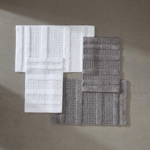 Kenneth Cole - Bath Rug Set, Soft Tufted Cotton Bathroom Decor, Absorbent Waffle Inspired Construction (Solid Waffle Grey, 2 Piece)