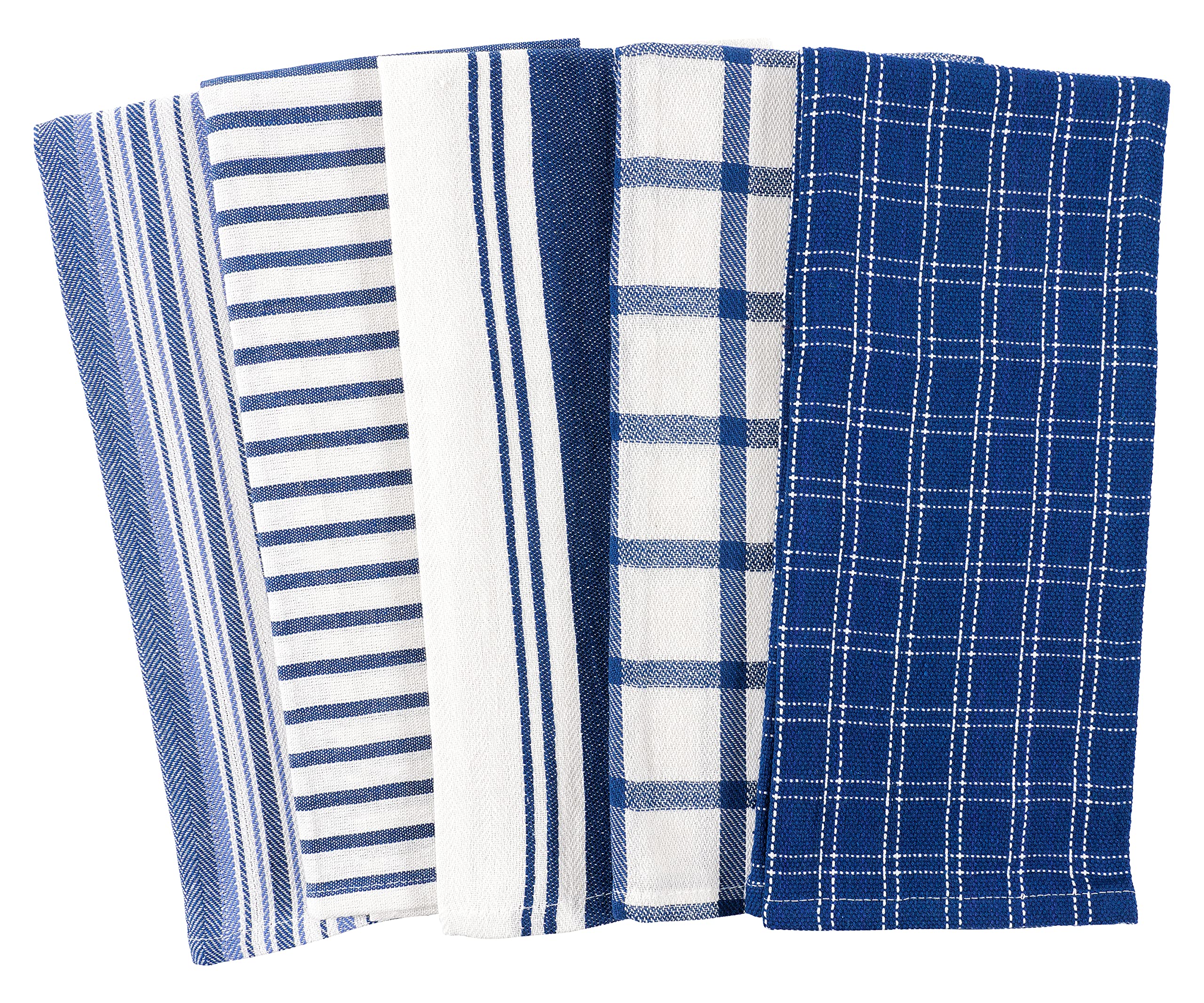 KAF Home Assorted Flat Kitchen Towels - Set of 10, 18 x 28 Inch (Navy)
