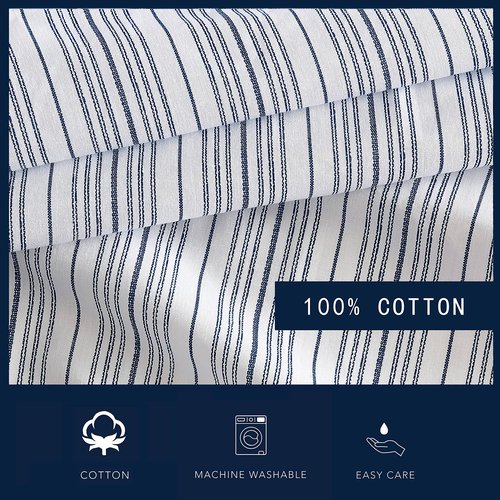 Nautica - Standard Pillowcase Set, Cotton Percale Bedding, Casual Home Decor (Beaux Stripe Blue, 2 Piece)