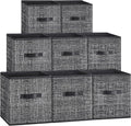 SONGMICS Storage Cubes - Set of 8 Non-Woven Fabric Bins with Double Handles | Foldable Closet Organizers, Ink Black, 10.2 x 10.2 x 11 Inches