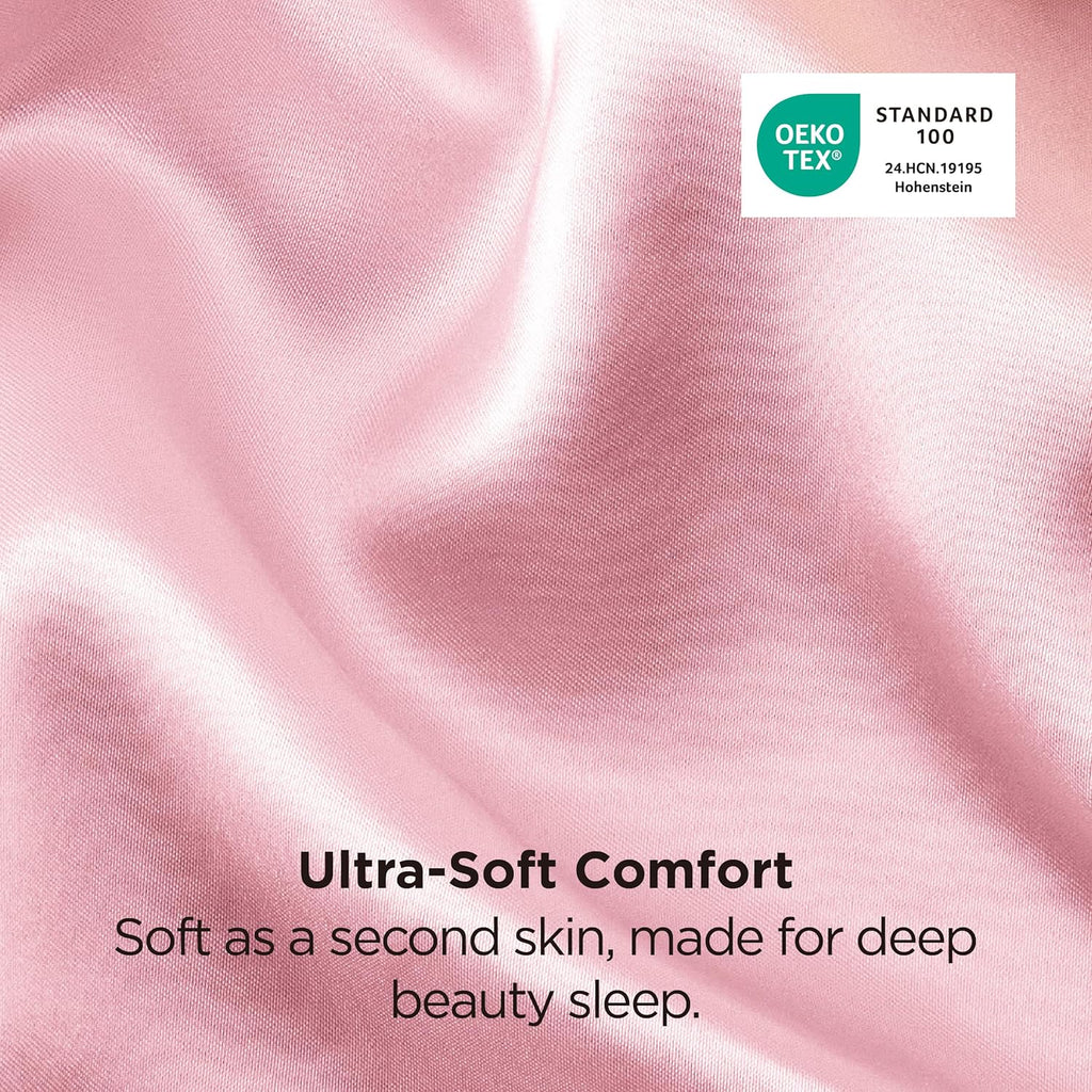 Bedsure King Size Satin Pillowcase Set - Pink Silky Pillow Cases for Hair & Skin | 20x36 Inches, 2-Pack