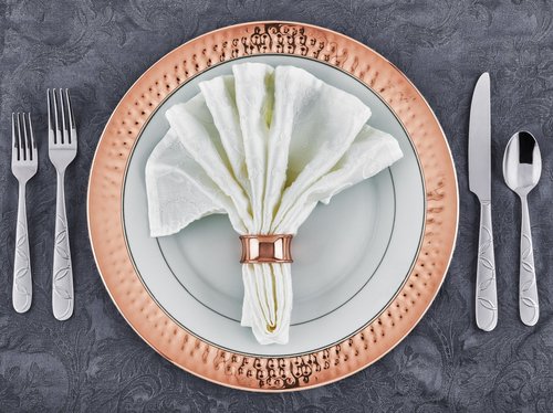 Old Dutch Hammered Copper Charger Plates, 13", Set of 6, Model Number: OS866