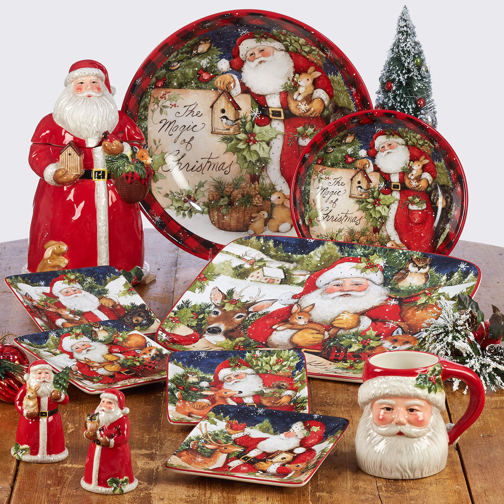Certified International Magic of Christmas Santa Rectangular Platter, Multicolored Large
