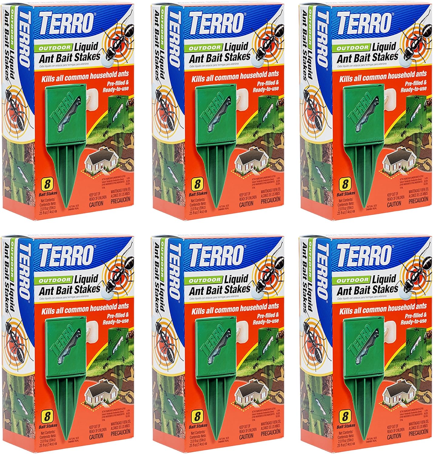 Terro T1812 Outdoor Ant Baits - Effective Liquid Formula, 6 Pack for Pest Control