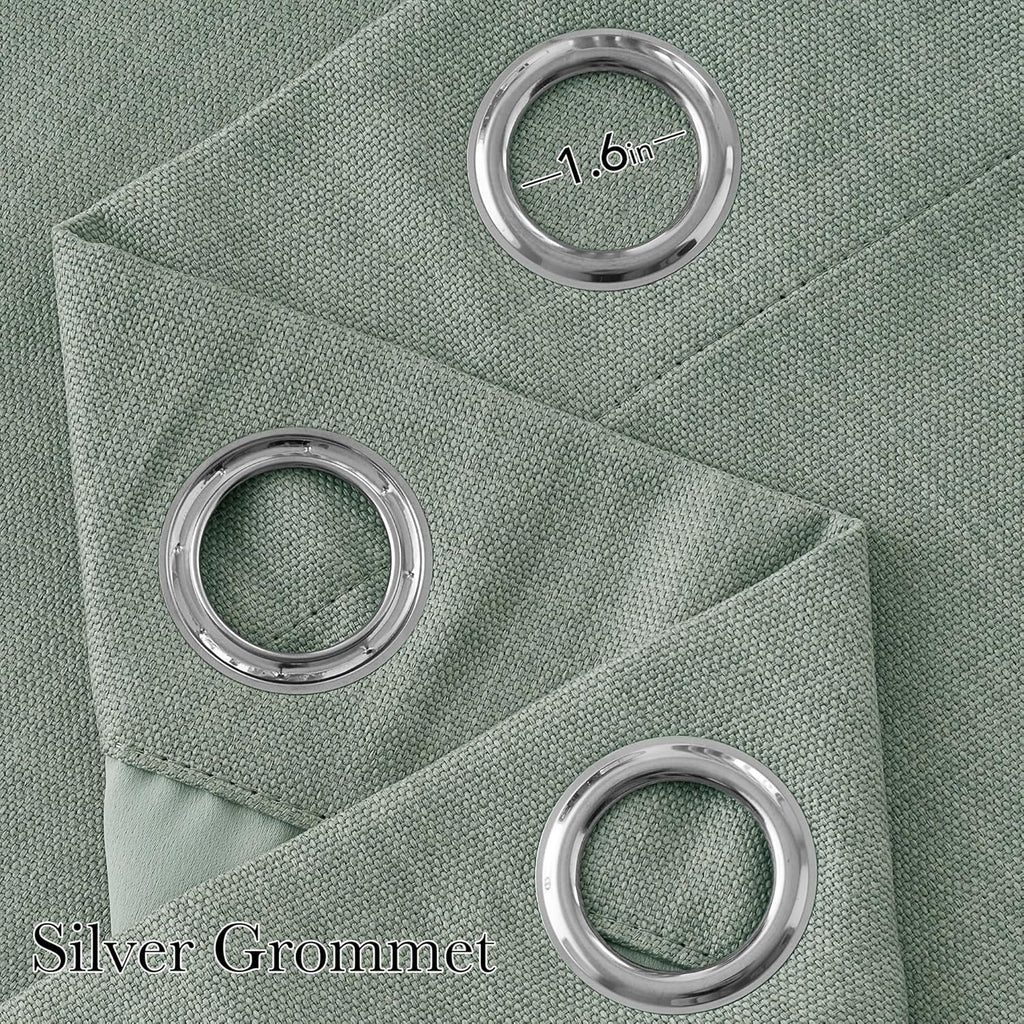 NICETOWN Sage Green Blackout Curtains | 63-Inch Faux Linen Privacy Panels for Modern Farmhouse Decor - 2 Panels